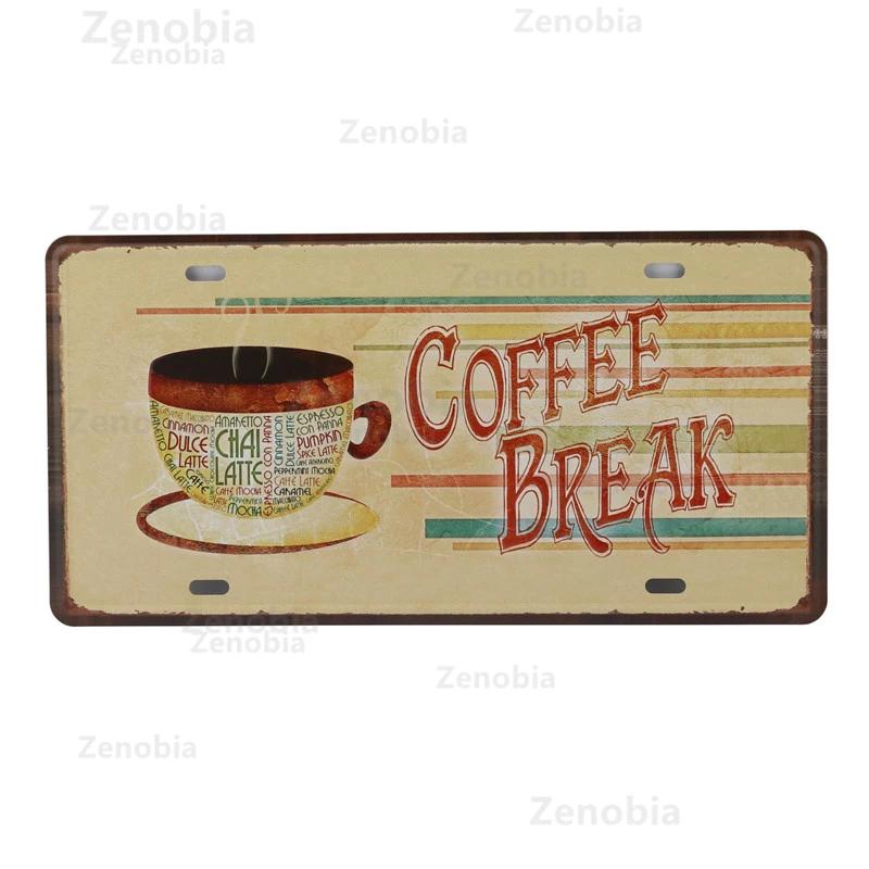 Open and Closed Coffee Bar Metal Sign Wall Art Murals Vintage Tin Poster Shabby Plaque Retro Plates Pub Cafe 3D Home Decoration