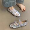 Soft Leather Version~ French Cross-strapped Red Mary Jane Shoes Flat Single Shoes Women's Shallow Mouth Evening Wind Fairy Ballet Shoes