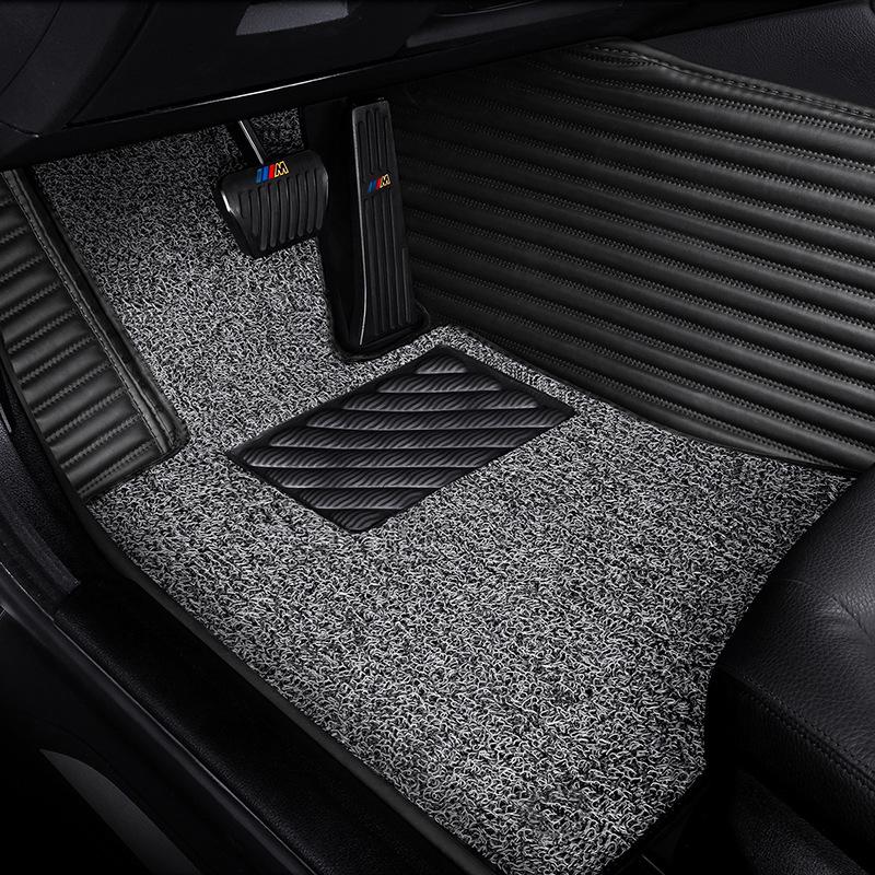 Custom Eco-Friendly Double-Layer Silk Ring Car Floor Mats for 5-Seater Models, Odorless and Full Coverage.