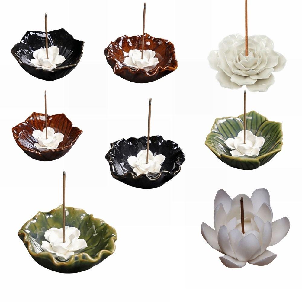 Ceramic Incense Burner Flower Design Incense Burning Tray Incense Stick Holder  Home Decor