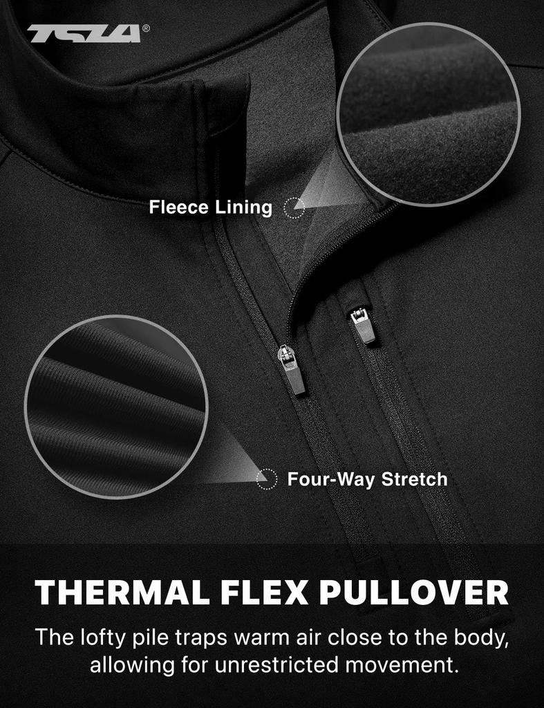 Tesla Long Sleeve Shirt and Half Sports Shirt for Outdoor and Men's Zip-Up (Versatile, Quick-Drying, Lightweight, Warm) - 1/4 Zip, Zip-Up, Mid-Layer,