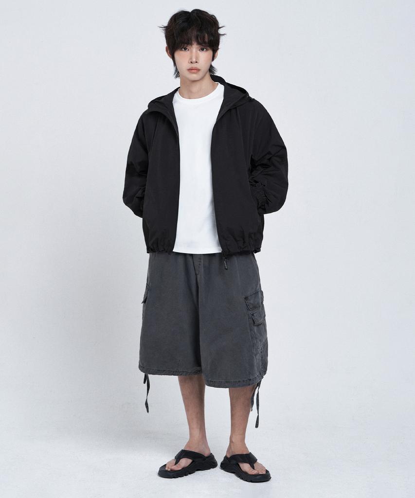 Lemain Second 2-Way Hooded Windbreaker Jacket [Black]