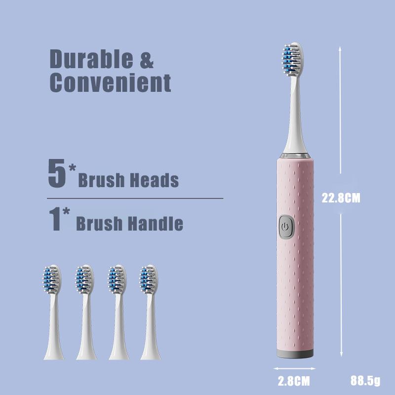 Elektrický zubní kartáček s měkkými štětinami DuPont kartáčková hlavice IPX7 Vodotěsný, bateriově napájený přenosný sonický zubní kartáček Specialized pro dospělé