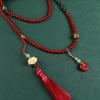 Women's Fashion Long Layering Beaded Fringe Necklace with Glass Stone Accents for Comfortable and Stylish Wear in Various Occasions