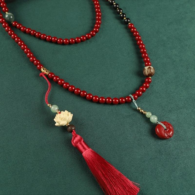 Women's Fashion Long Layering Beaded Fringe Necklace with Glass Stone Accents for Comfortable and Stylish Wear in Various Occasions
