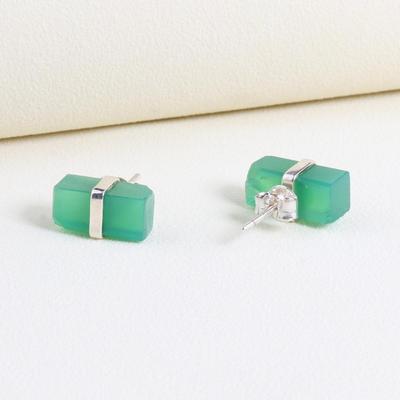 2023 neue einzigartige handgefertigte Edelsteinohrringe aus natürlichem grünem Achat mit niedlichen Designs aus 925er Sterlingsilber für Mädchen, schönes Geschenk