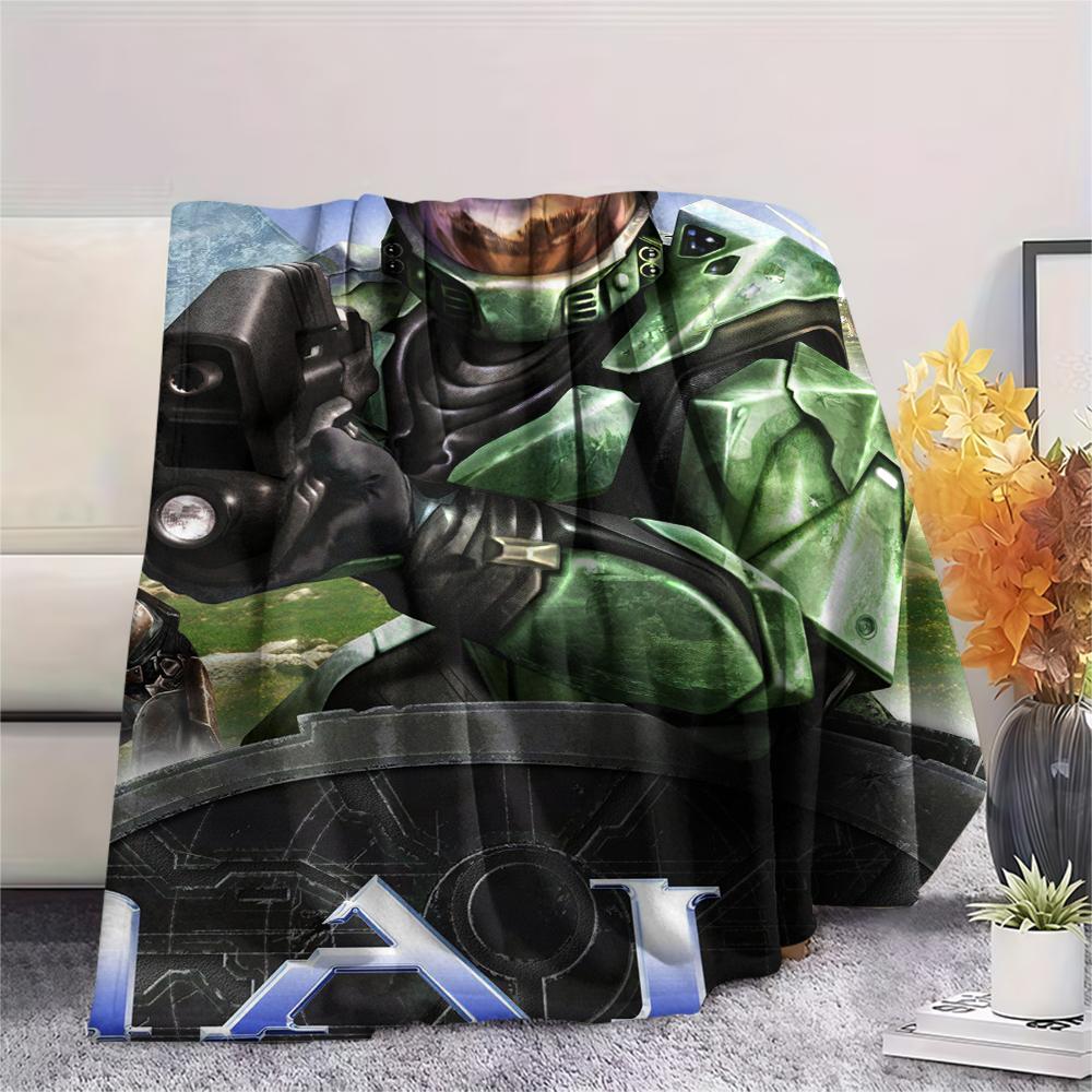 1Pc Halo Game Print Flannel Blanket, High Quality Comfortable for All Seasons, Home Decor, Warmth and Comfort, Perfect for Christmas Gifts 54