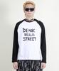 Deumakeu Text Raglan Color Block Long Sleeve T-Shirt Black & White