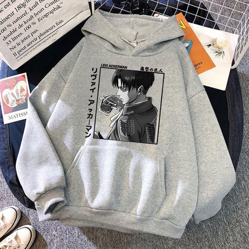 New Fashion Personality Hoodies Levi Ackerman Printing Hooded Pullover Women Men Casual Long Sleeve Sweatshirts Tops