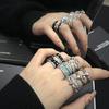 Niche Design Couple Ring Personality Retro Dripping Oil High Sense Retro Cold Wind Open Index Finger Ring Woman
