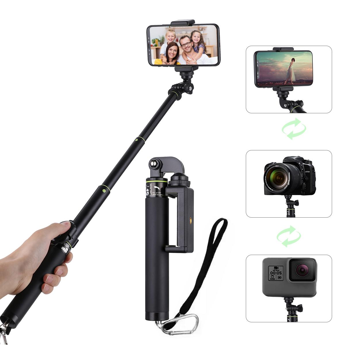 

H611 5-Section Extendable Bluetooth-compatible Selfie Stick+Tripod Bracket for iPhone Samsung HTC LG Sony Black