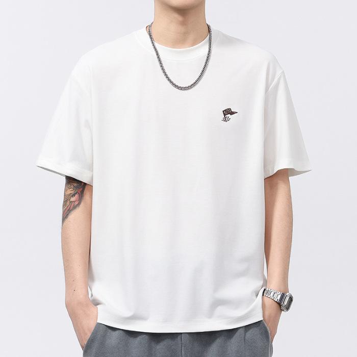 Summer Thin Summer Cool Ice Silk Round Neck Short-sleeved T-shirt Men's Round Neck T-shirt Short-sleeved