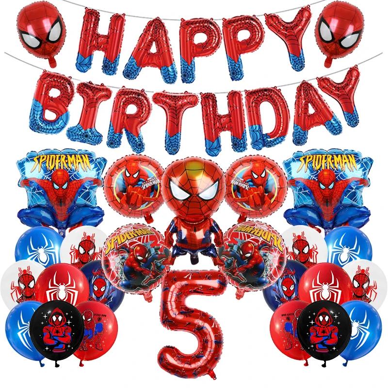 1set Spiderman Balloon Red Spiderman And Friends Aluminum Foil Balloon Baby Shower 1-9 Years Birthday Party Decorations Kids Toy