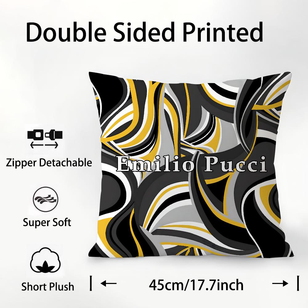 Fashion E-EE-Emilio logo P-Pucci Pillow Case Plush Fabric Soft Double Sided Print Sofa Cushion Cover Throw Pillow Covers