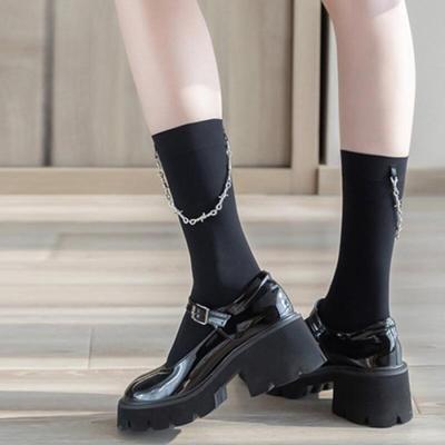 Women's Chic Chain Black Knee Socks