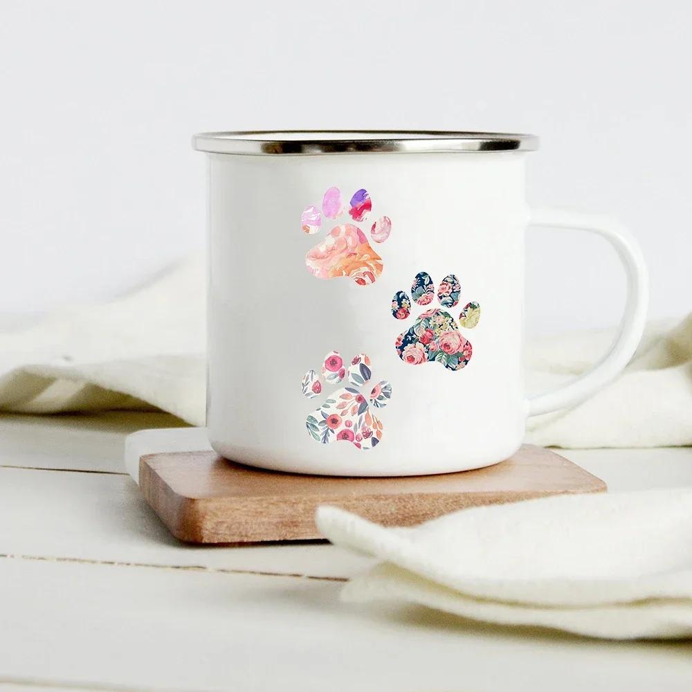 Lustiger Dackel-Druck Kreative Emaille-Tasse Kaffee-Weintassen Cartoon-Hunde Pfote Party-Getränk Bier Saft Milch Tassen Geschenke für Liebhaber Hund