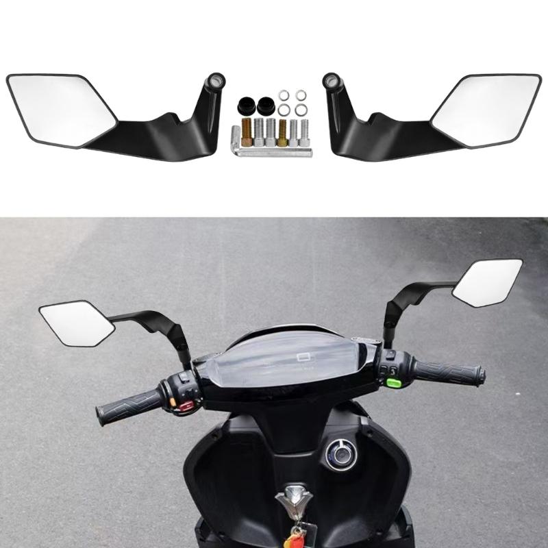 Motorcycle Wide View Rearview Mirror Flip Adjustable Angle Plastic Glass Material Universal Quick Mount For Road Safety