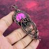 Natural Kingman Pink Dahlia Turquoise Pendant Gemstone Copper Wire Wrapped Jewelry