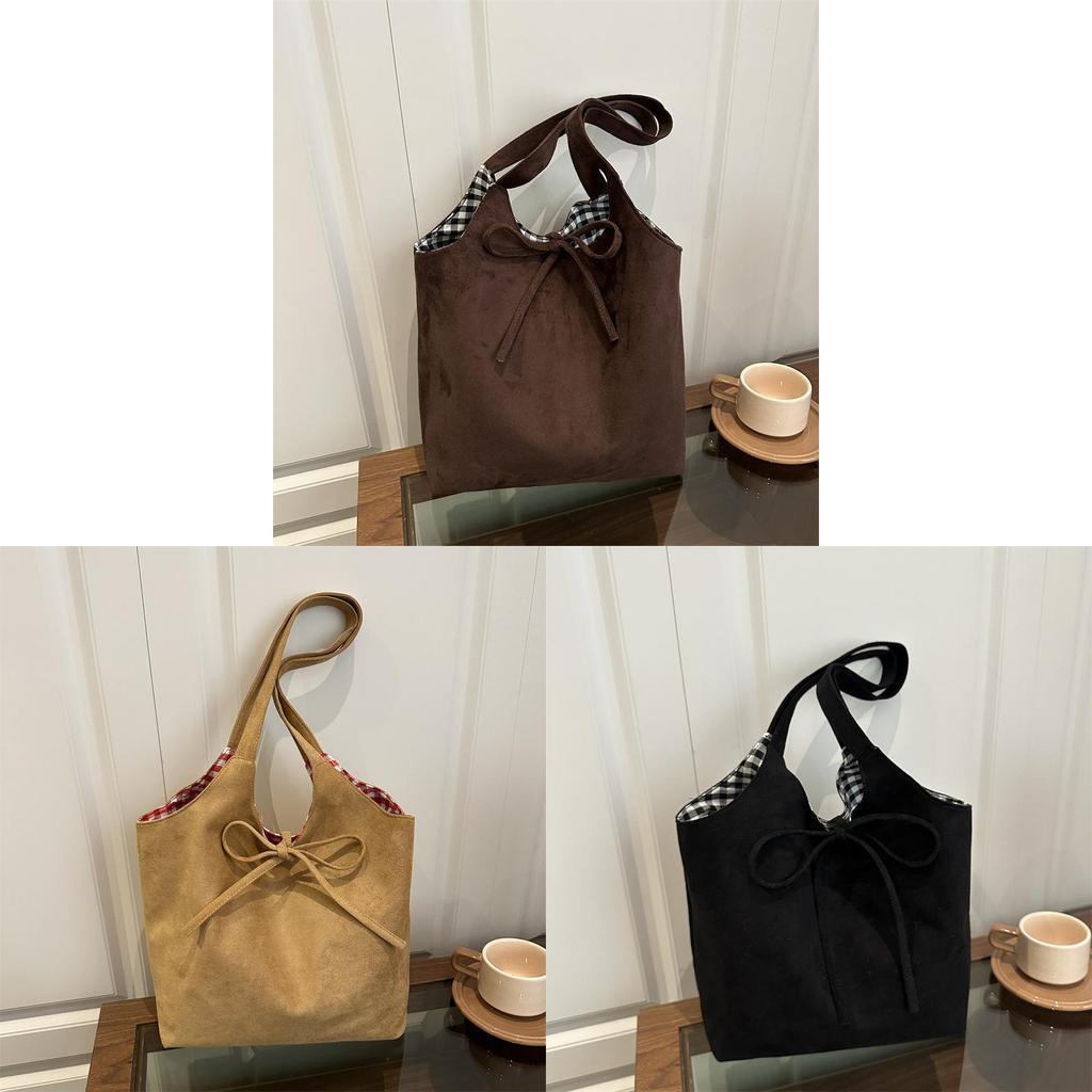 Street Style Dualside Brown Shoulder Bag With Tie Closure For Casual Use