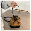 2025 High-End Color Block Retro Bucket Bag - Handheld, Single Shoulder, Crossbody