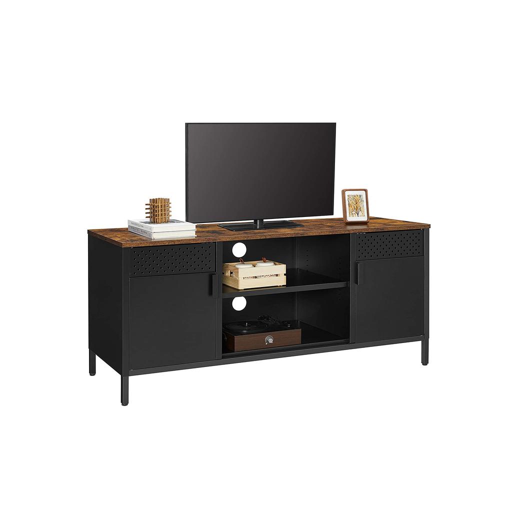 SONGMICS TV Stand, TV Cabinet, TV Table with 3 Adjustable Shelves, for TV up to 55 Inches, for Living Room, Bedroom, Rustic Brown and Black