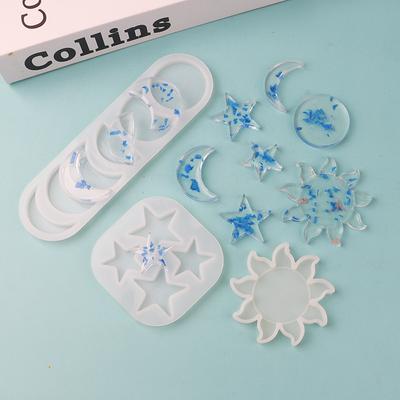 Zon Sterren Maan DIY Sleutelhanger Hanger Siliconen Mal Set Kristal Epoxy Hars Mal Hangers Sieraden Maken Kristal Druppel Lijm Mal Hars Planeet Hanger