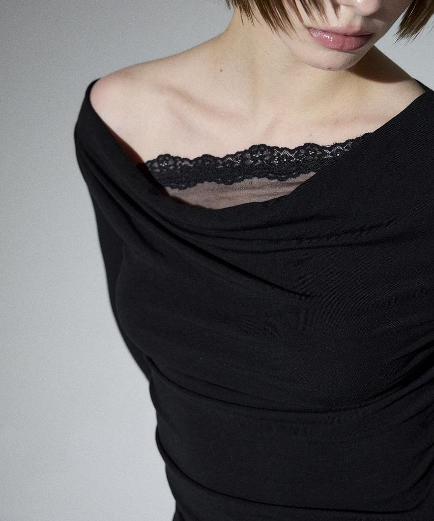 ALIENAR Lace Drape Long Sleeve(Bk)