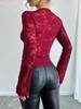 Spring and Summer Ladies Solid Color Sexy Lace Slim V-neck Long-sleeved T-shirt Tops Women Versatile Closet Essential Fashion Items Shirt