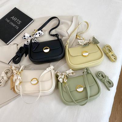 Fashion Large Capacity One Shoulder Bag Women's PU Leather Scarf Retro Female Spring Summer Travel Simple Solid Handbags