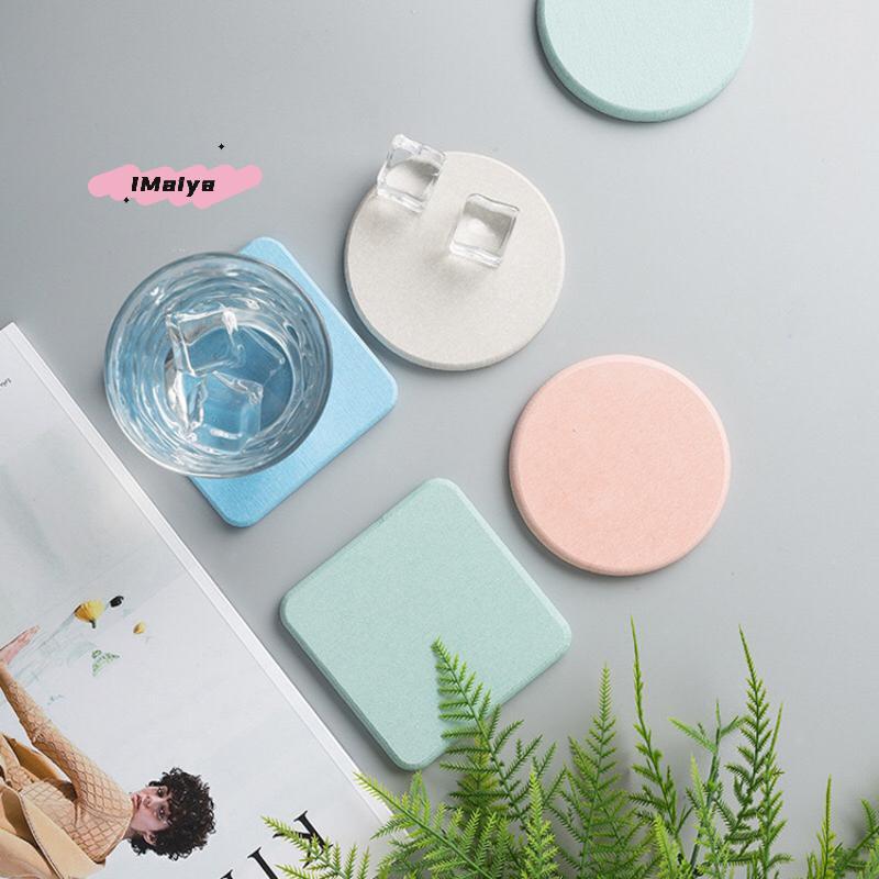 1Pc Solid Color Diatomaceous Earth Coasters round Square Absorbent Non-Slip Kitchen Mats for Home Decoration And Toiletries