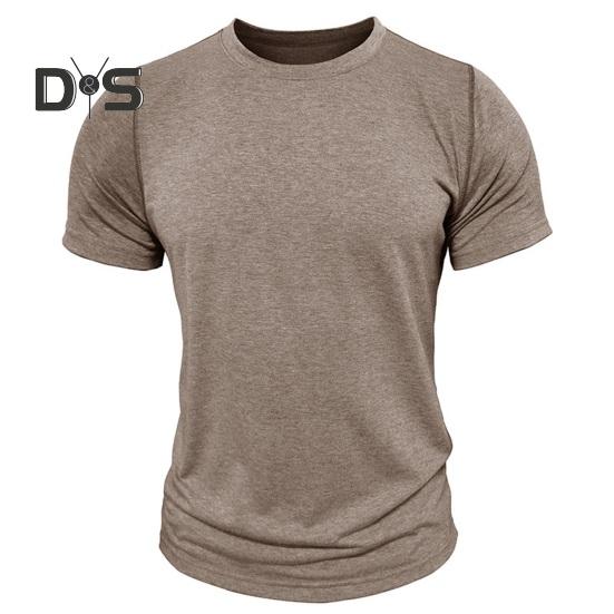 Tricou cu gât rotund pentru bărbați, bumbac, culoare uni, mânecă scurtă, tricou de bază, pulover, tricou casual pentru sport, sală de gimnastică, călătorii, purtare zilnică