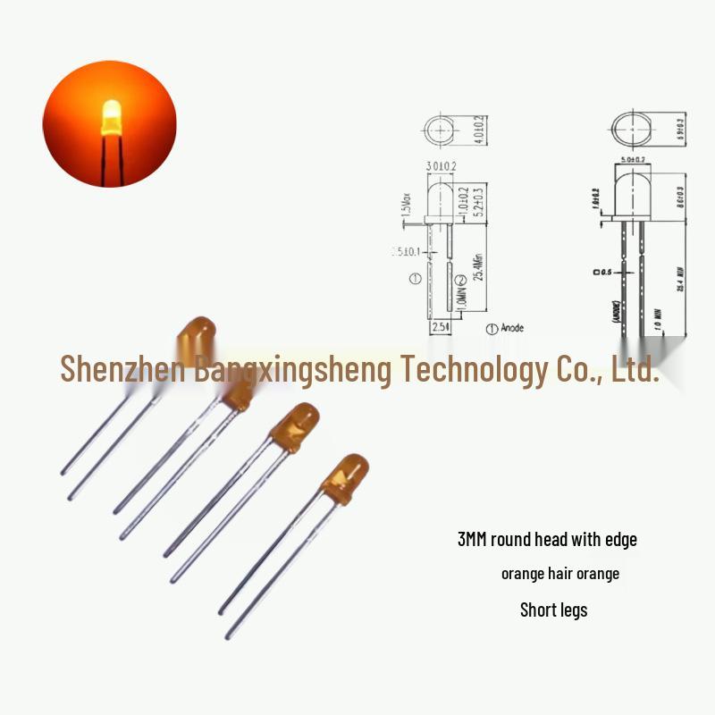 3mm LED Glühbirnenlicht: Rot, Grün, Gelb, Blau, Orange Lampenperle - Direktsteckkomponente