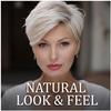 Women’s Short Side-Part Synthetic Wig In Light Brown & Gray Shades with High-Temp Resistant Fibers & Rose Net Cap for Daily & Party Wear