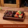 Hammered Glass Serving Dish Set with Bamboo Tray