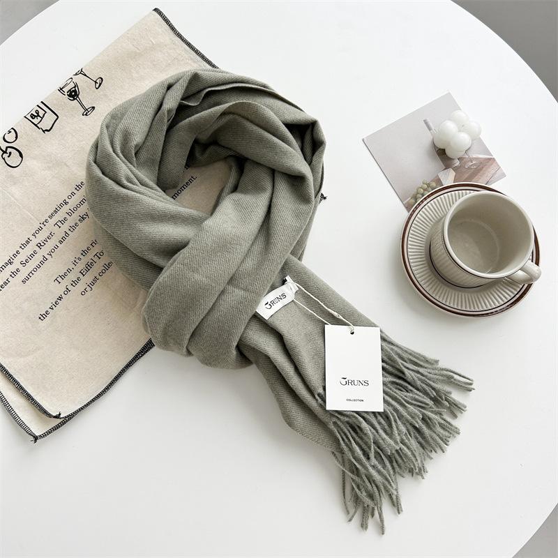 Kašmírový šátek na ruku, podzimní a zimní, jednobarevný, dámský, tlustý střapec, jednoduchý a všestranný, měkký a teplý, imitace kašmíru