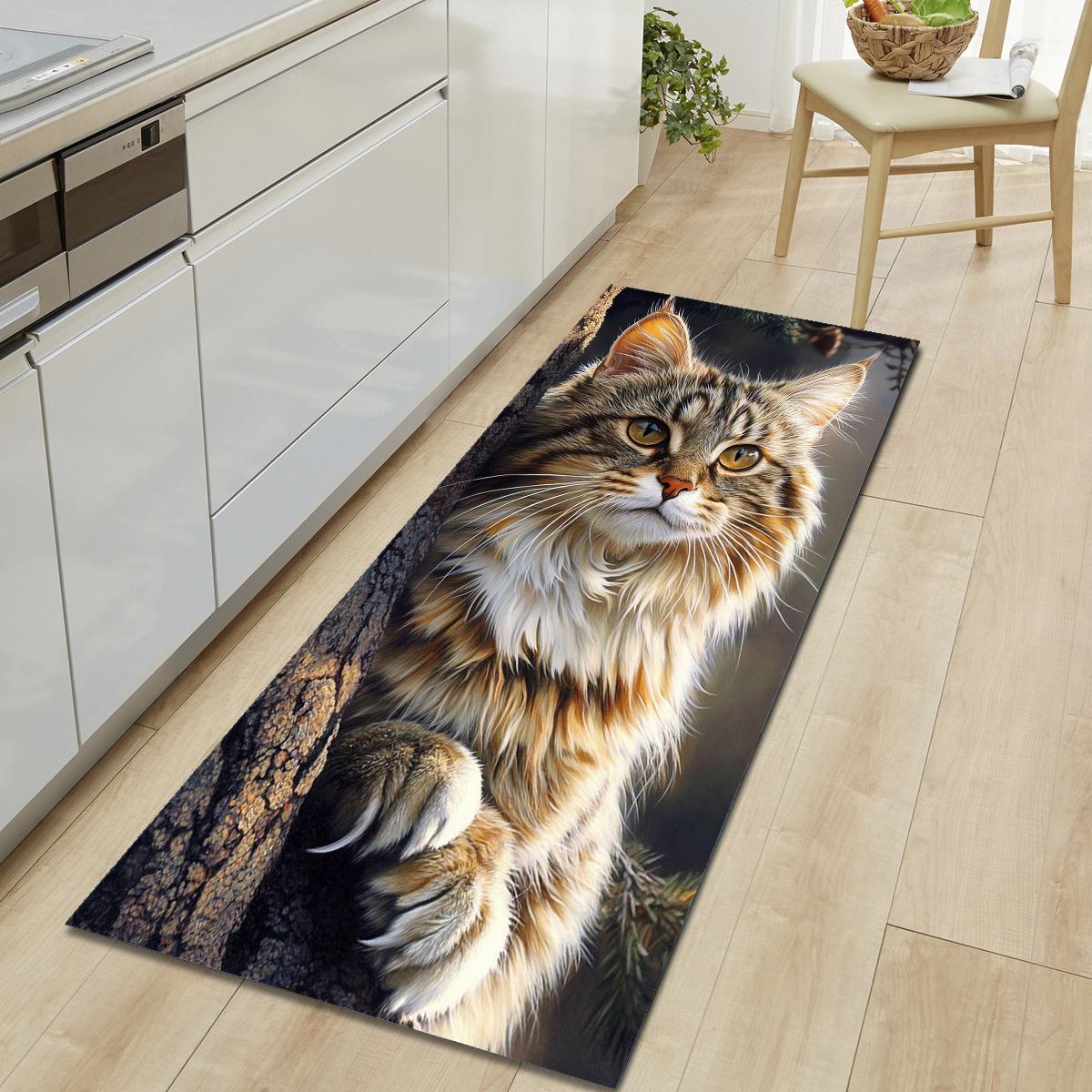 

1 шт., милый напольный коврик с рисунком кошки, современный кухонный полиэстеровый ковер, нескользящий, цветной, для дома, ванной комнаты, спальни, гостиной, декора 40*60cm