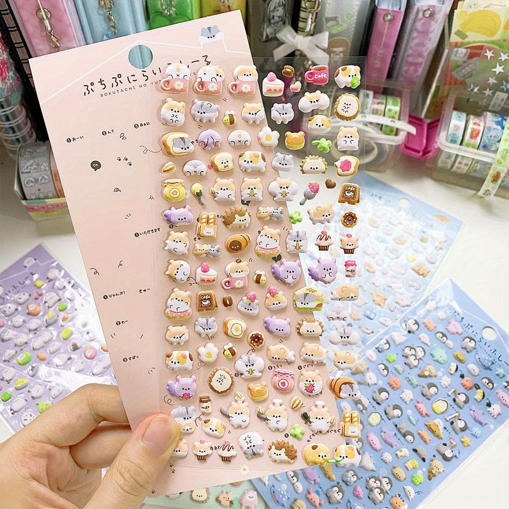 Cute Kawaii Animals 3D Bubble Stickers Durable Adhesive Funny, Aesthetic Art Stationery for DIY Journal, Laptop, Water Bottle Decoration Stickers