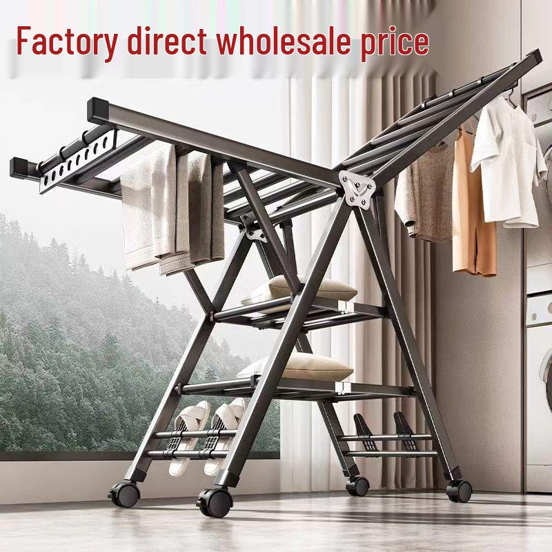Floor-Standing Vertical Folding Balcony Clothes Drying Rack for Home and Dorm Use