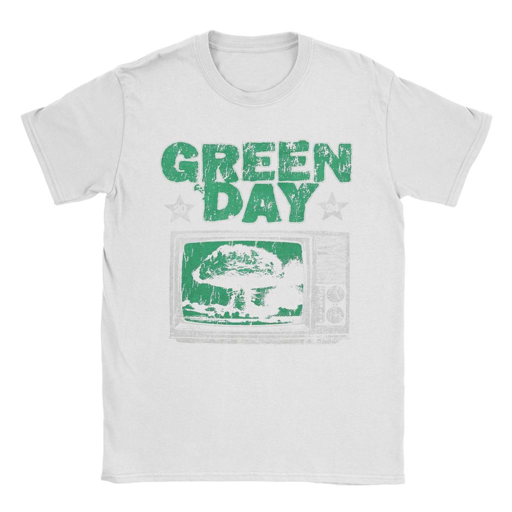Green Day Band T-Shirts for Men  Novelty Cotton Tee Shirt Round Collar Short Sleeve T Shirt Plus Size Tops