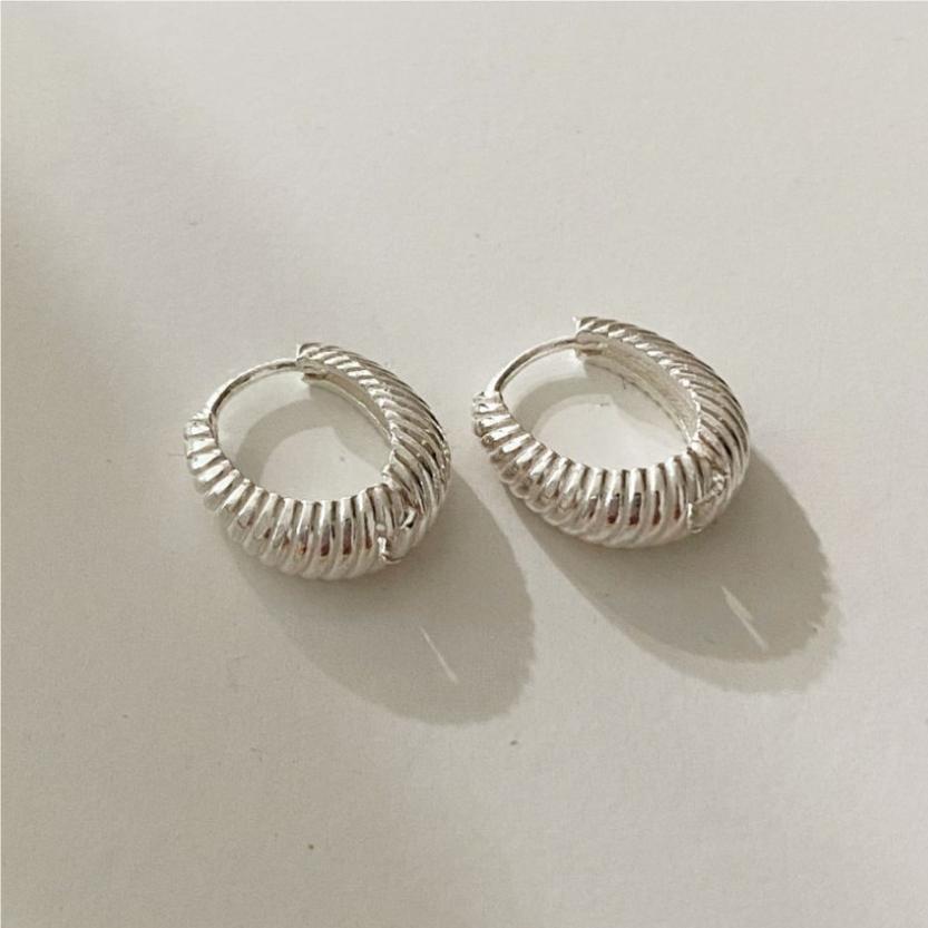 Chunky Oval Huggie Hoop Earrings 925 Sterling Silver Textured Thick Minimalist Everyday Earrings 18*20mm серебряный