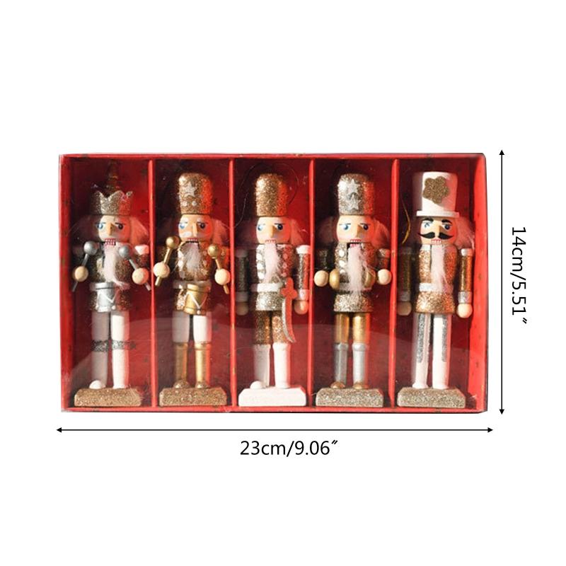 Christmas Wood Nutcracker Soldier Pendants Set of 4 Bookshelf Party Decor
