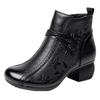 New Retro Martin Boots Autumn and Winter Single Boots Thick Heel Short Boots Women's Ethnic Style Embossed Round Head Mother Boots