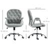 Office Chair Ergonomic 360 degrees Swivel PU Diamante Padded Base 5 Castor Wheels for Home Work Grey