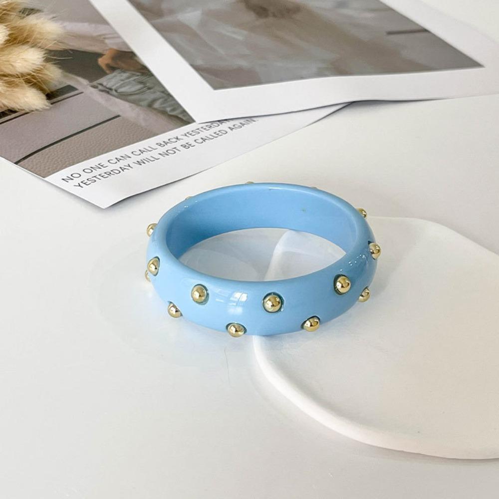 Punk Style Resin Bangle Vintage Chunky Bracelet Metal Point Wide Bangle Women Accessories