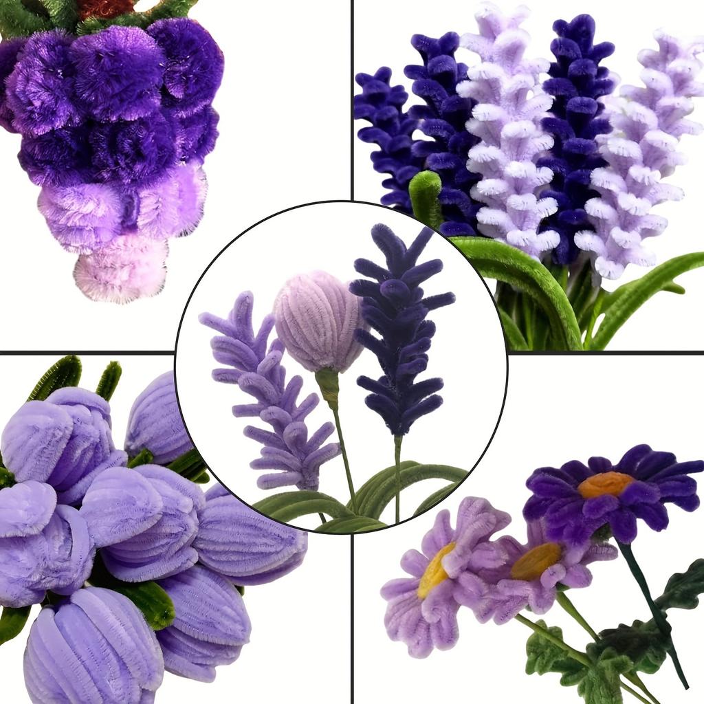 300 Pieces Pipe Cleaner Craft Set 3 Assorted Colors, Thick Chenille Stem Pipe Cleaners for DIY Craft Flower Projects Holiday