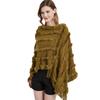 Spring Autumn Winter V-neck Solid Color Knitted Plush Shawl - European & American Style