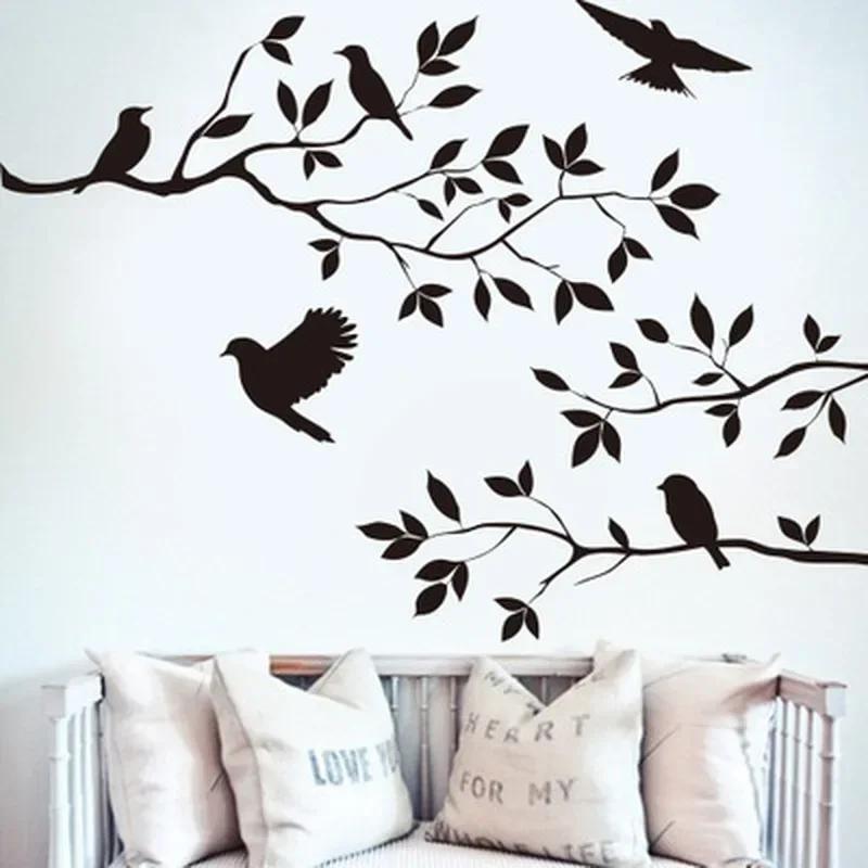 Home Fashion Decoration New Bird Wall Stickers Tree Leaf Vinyl for Children's Living Room Stickers On The Wall Accessories