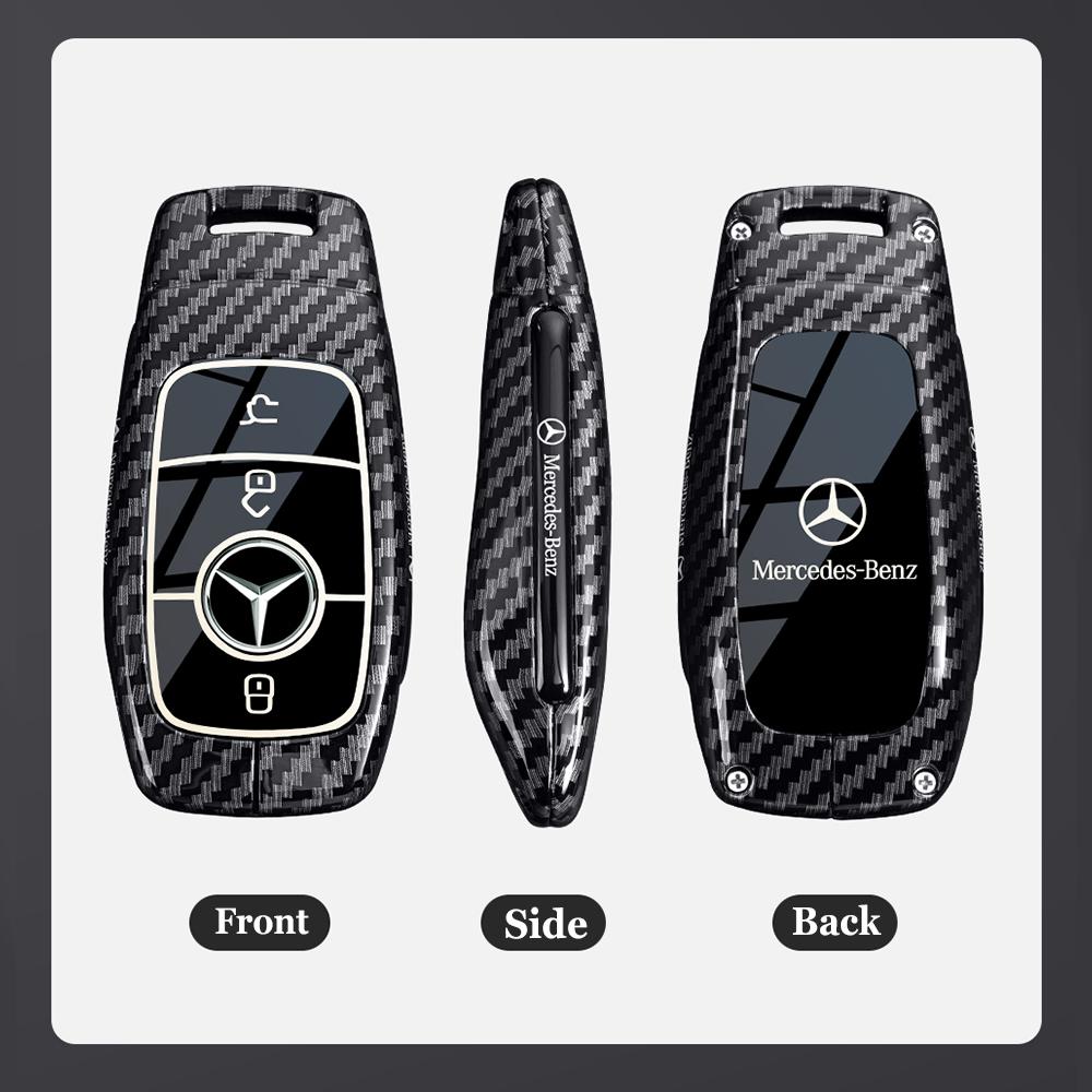 Alloy Carbon Fiber Car Key Case Cover Shell For Mercedes Benz AMG A C E S G Class GLC CLE CLA GLB GLS W177 W205 W213 W222 X167