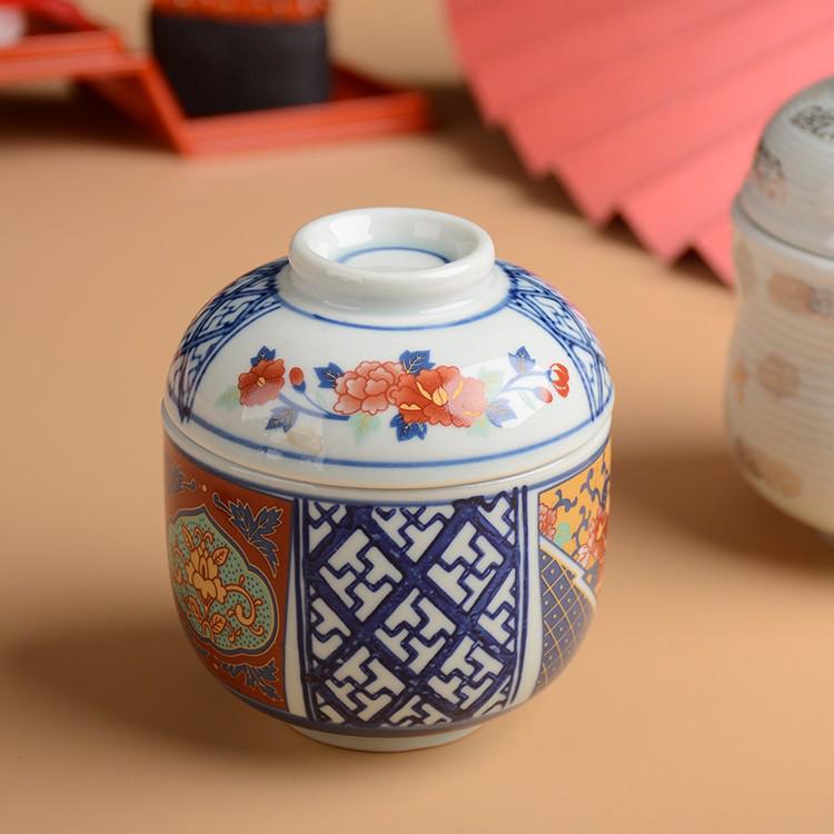 Gaiwan en Céramique Japonaise Bain-Marie Soupe & Dessert Bol avec Couvercle & Assiette Ensemble