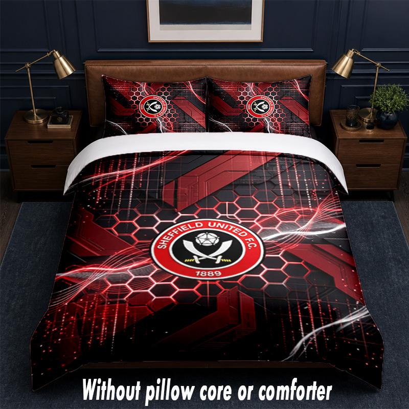 Sheffield United Calcio Design Set Biancheria da Letto 1 Copripiumino + 2 Federe Morbido Traspirante Biancheria da Letto per la Casa